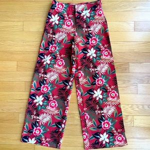 Zara TRF Collection Orange Tropical Wide Leg Pants NEW NWOT Size Medium B5-22
